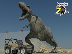 ティラノサウルスと車（化石セブンオリジナルＣＧ）
