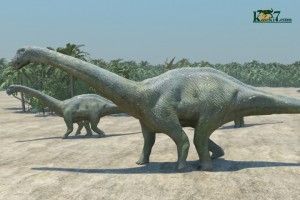 巨大な竜脚類恐竜（化石セブンオリジナルＣＧ）