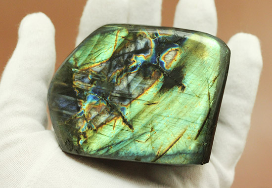 稀有な遊色。ライムグリーンに輝く鉱物ラブラドライト(Labradorite)（その6）