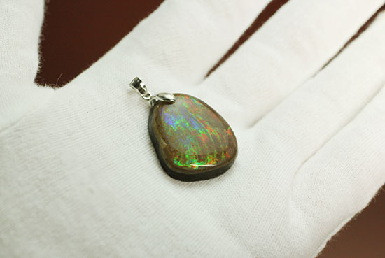 七色に呈する天然のアンモナイトの化石を使用したペンダントトップ(Ammonite)(その2)