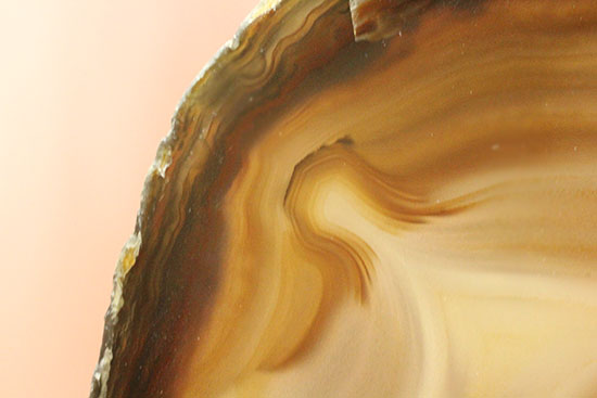直線的な縞模様とレースの縁取りがコラボした、メノウスライス標本(Agate)(その10)