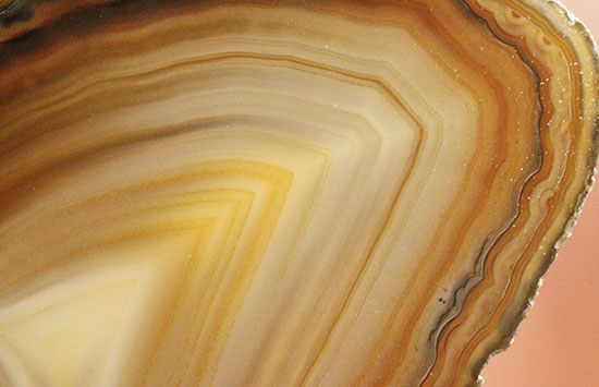 直線的な縞模様とレースの縁取りがコラボした、メノウスライス標本(Agate)(その8)