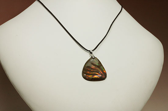 三角形フォルムが気に入った方に!ワイドに輝く光るアンモナイトのペンダントトップ(Ammonite)(その3)