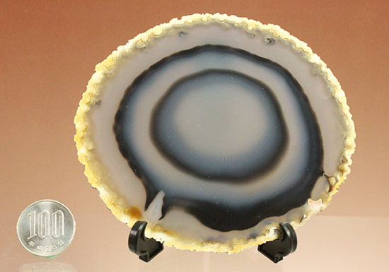 同心円状の構造がクッキリ！シャープな印象の鉱物メノウプレート(Agate)（その10）