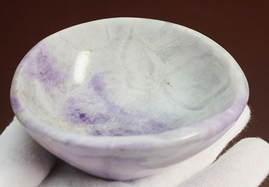 紫色のマーブル模様が気品高い、鉱物メノウ小鉢型（その2）