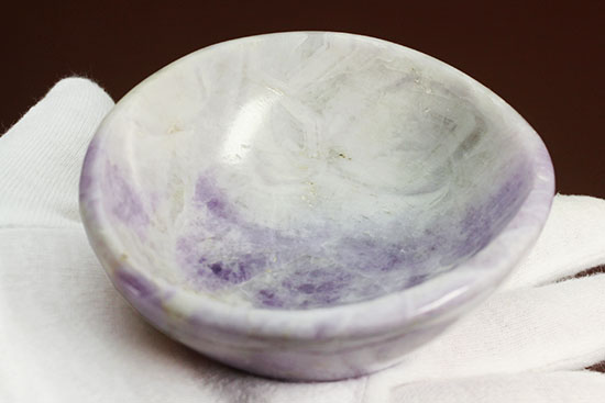 紫色のマーブル模様が気品高い、鉱物メノウ小鉢型（その3）