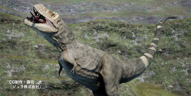 獲物を口に放り込むティラノサウルス・レックス