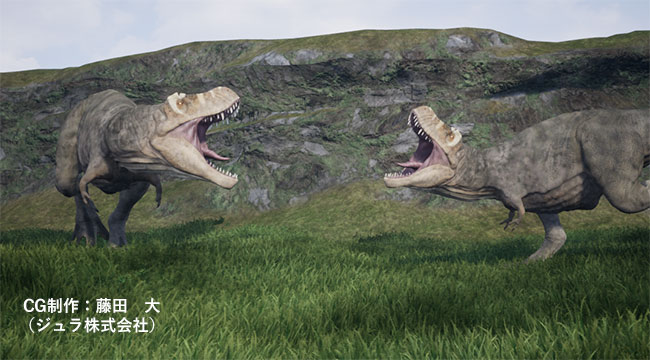 争うティラノサウルス