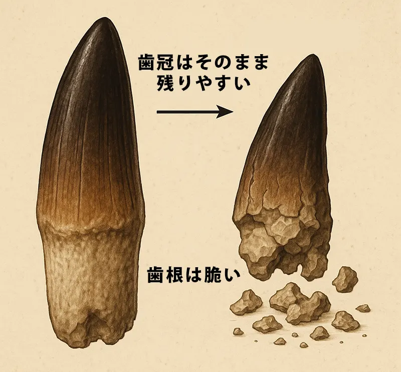 2. 素材の違い……歯冠は硬く、歯根は脆い