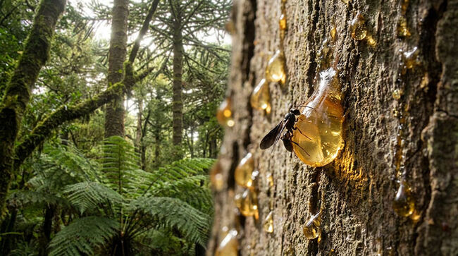 中央に昆虫の肢を内包した、大きく美しいミャンマー琥珀・バーマイト（Burmite）（その10）