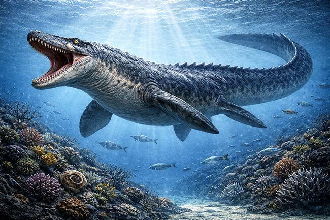 一握りのメガボリューム標本！白亜紀後期の海の王者、モササウルス（Mosasaurus）の長大・極太の歯化石です。（その12）