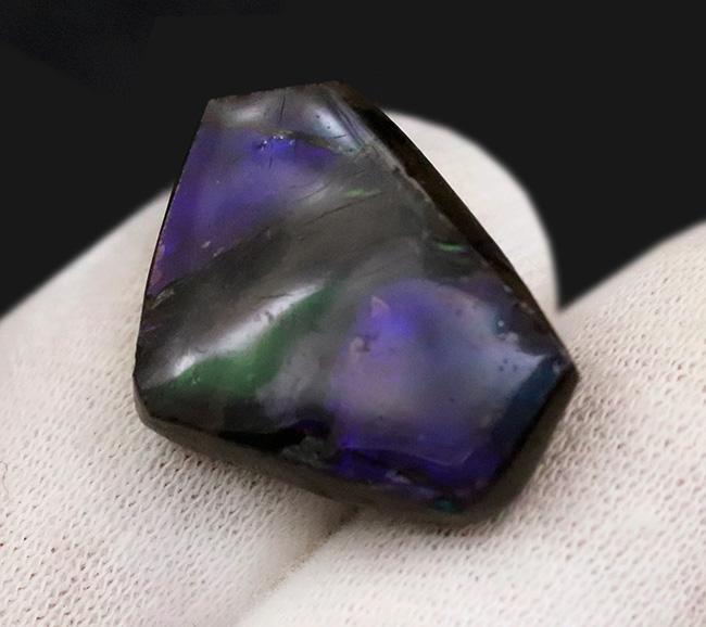 希少なブルー＆バイオレットを呈する、神秘的なアンモライト（Ammolite）のピース（その3）