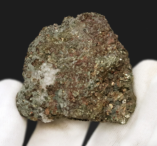 原石ならではの力強い表情…美しく輝く黄鉄鉱と太い石英脈が共存する、秋田県花岡鉱山産パイライト自然標本（その2）