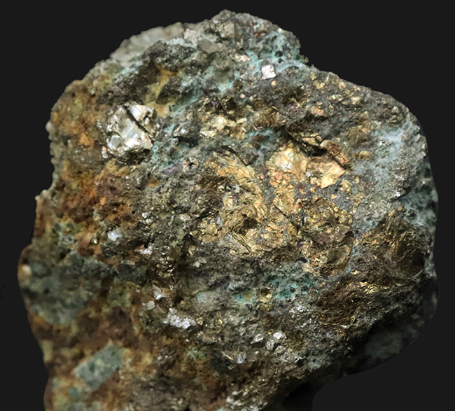 重量級！金色と緑が語る、銅の世界… 重量級・秋田県産　黄銅鉱（Chalcopyrite）原石（その3）