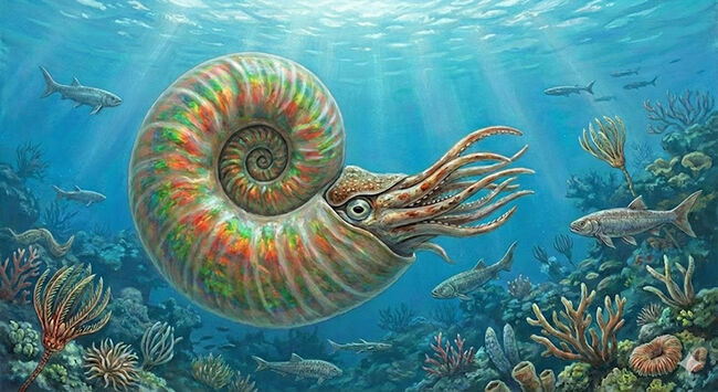 まさに理想形の「ドラゴンスキン」を呈する、生物起源の宝石アンモライト（Ammolite）のピンブローチ（その7）