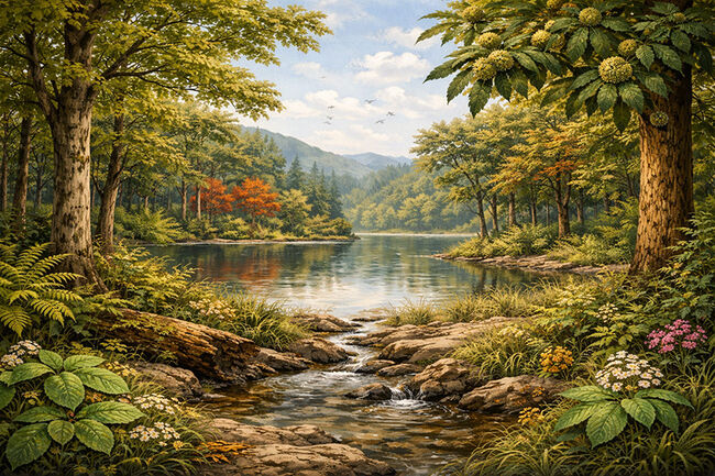 複数種の木の葉が同時に確認できる、岩手県岩手郡雫石町・用ノ沢産 木の葉の化石（その11）