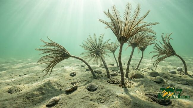ベリーレア！米国オクラホマ州産のオルドビス紀のウミユリ化石（Pararchaeocrinus decoratus）（その10）