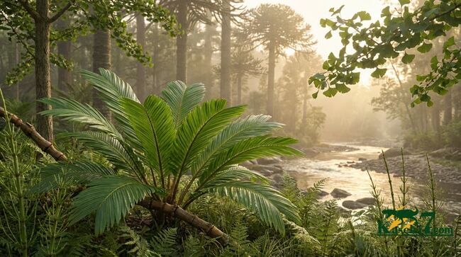 24センチ超の大型母岩に葉片が重なる、群馬県産ジュラ紀ニルソニア（Nilssonia）植物化石（その8）