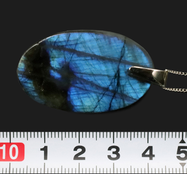 蒼き鉱物、上質のラブラドライトを用いたペンダントトップ（シルバー