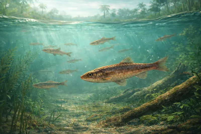 ブラジル白亜紀層産 ダスティルベ（Dastilbe）小型魚類化石｜全身が確認できる良標本（その9）