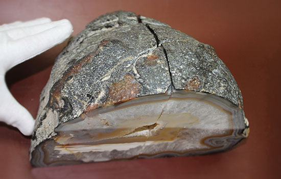 ボールをカットした美しいブラジル産メノウ(Agate)(その15)