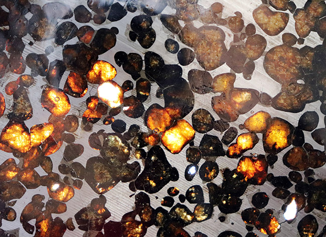 大きい、本体最大部１５センチ！最も美しい隕石の一つ、２０１６年に発見された新しいパラサイト隕石、ケニヤ産パラサイト隕石（本体防錆処理済み）（その6）
