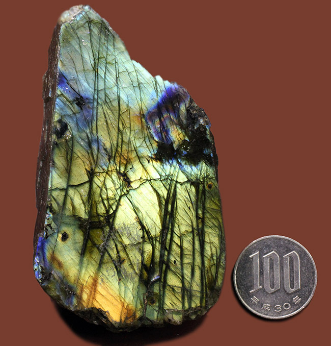 遊色効果で人気の鉱物、ラブラドライト(Labradorite)。シャンパンゴールドとブルー。(その13)