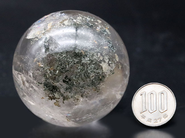 内部から虹色の閃光を放つ!カルサイト(Calcite)の大きな球体結晶。その名もレインボーカルサイト!(その8)