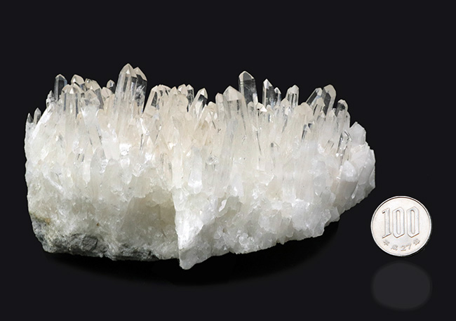 ６００グラム超え！極めて透明度の高い石英が無数に結晶成長した水晶（Quartz）のクラスター標本
