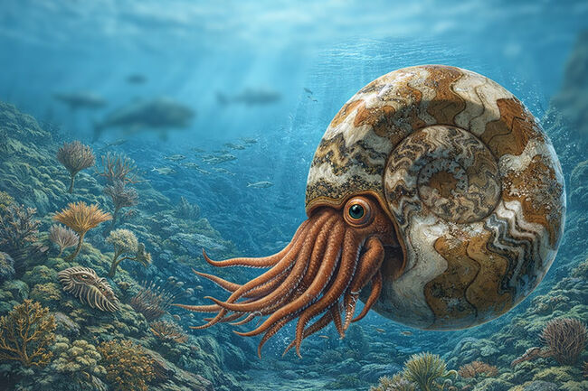 アンモナイトの祖先、直径最大部156ミリに達する、大判標本！古生代の海の主役、カラフルなゴニアタイト（Goniatite）（その9）