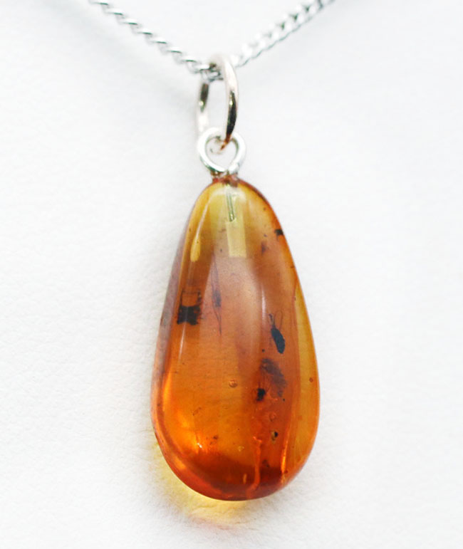 虫入り！世界最古の宝石とも言われる、バルト海産琥珀（Amber）を使ったペンダントトップ（シルバーチェーン、高級ジュエリーケース付き。）（その1）