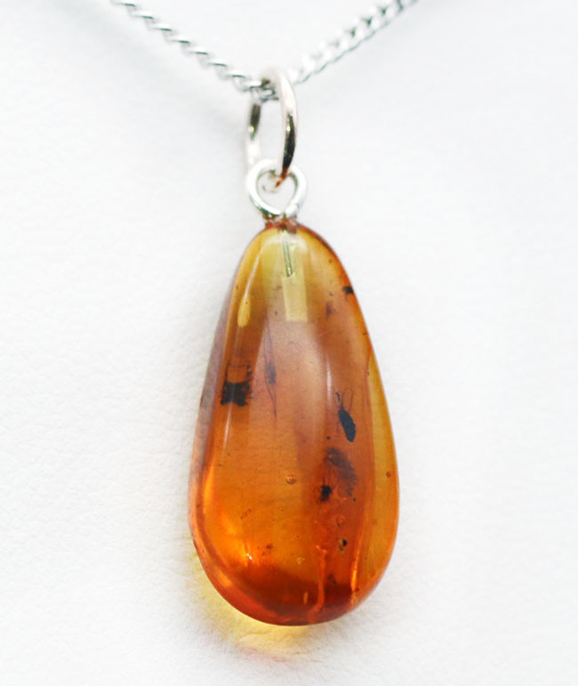虫入り!世界最古の宝石とも言われる、バルト海産琥珀(Amber)を使ったペンダントトップ(シルバーチェーン、高級ジュエリーケース付き。)(その1)