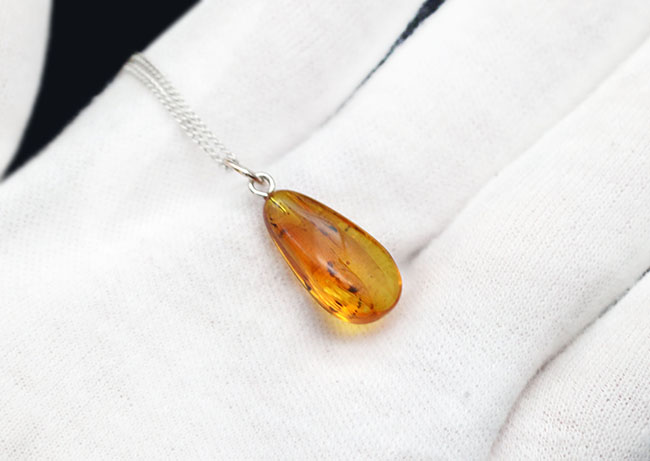 虫入り!世界最古の宝石とも言われる、バルト海産琥珀(Amber)を使ったペンダントトップ(シルバーチェーン、高級ジュエリーケース付き。)(その4)