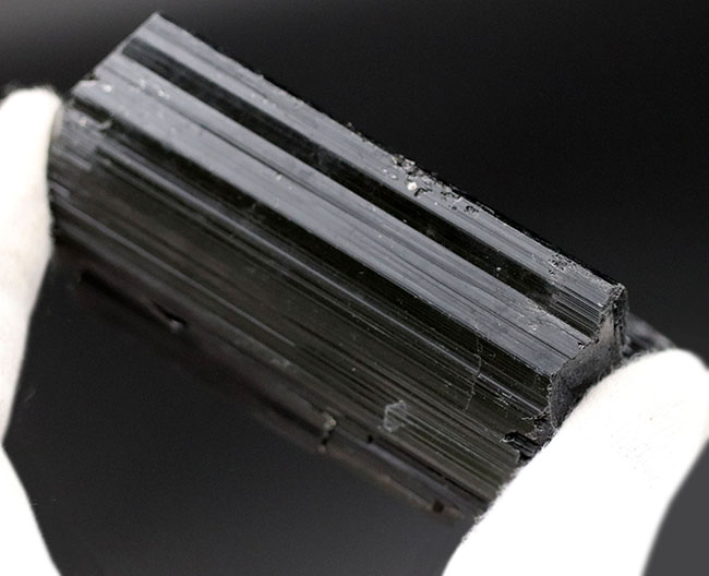 見事な柱状結晶を示すブラックトルマリン Black Tourmalin の原石 鉄電気石 鉱物 販売