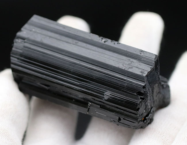 見事な柱状結晶を示すブラックトルマリン（Black Tourmalin）の原石。鉄電気石（その3）
