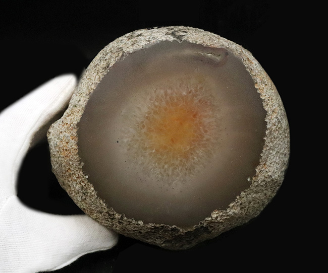 大型！贅沢なカッティングにご注目！切りかけのメロンのような味わい、ブラジル産の縞メノウ（Agate）（その4）