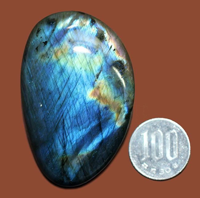 猛烈に濃いブルーを呈する、上質なラブラドライト(Labradorite)のカボション(その10)