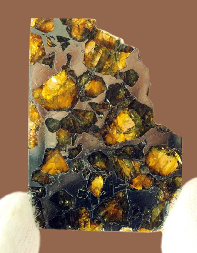 最も美しい隕石とされる石鉄隕石に分類されるブラヒン隕石です。宇宙空間で形成されたカンラン石と鉄ニッケル合金の不思議な模様をお楽しみください（空気を遮断する専用保存ケース付き）。（その6）
