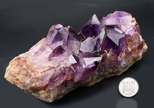 地下深い世界からこんにちは。890グラムオーバー!上質の紫水晶こと、アメシスト(Amethyst)を含む硬い火成岩(その7)