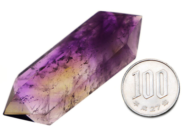 １００％ナチュラル！希少な鉱物、アメトリン（Ametrine）のダブルポイント標本（その8）