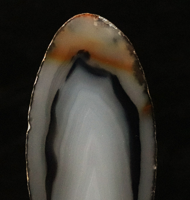 ブルーイッシュグレイを呈する、良質のブラジル産のメノウ(Agate)もスライス標本(その3)