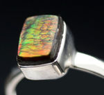 ドラゴンスキン！多彩な色が現れる宝石アンモライト（Ammolite）を使ったリング。ＵＳＡ８号（ＪＣＳ規格１５号）、男女兼用です