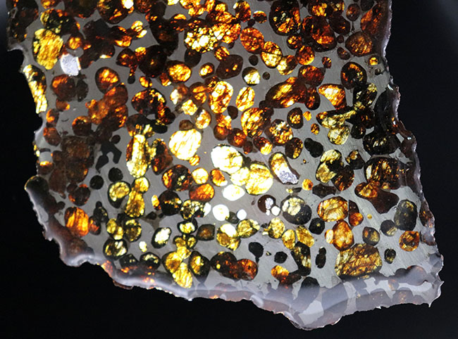 カンラン石の透明度、品質ともに高い！長いところで１３センチ！大判のケニヤ産パラサイト隕石（本体防錆処理済み）（その2）