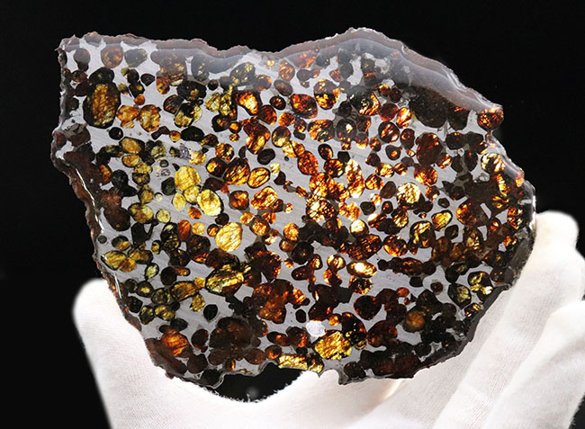 カンラン石の透明度、品質ともに高い！長いところで１３センチ！大判のケニヤ産パラサイト隕石（本体防錆処理済み）（その4）