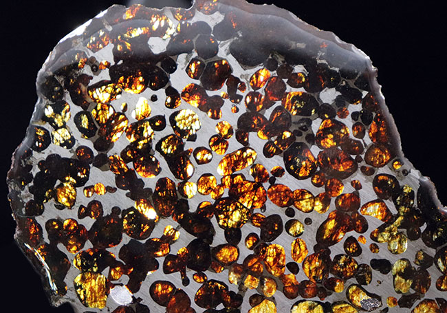 カンラン石の透明度、品質ともに高い！長いところで１３センチ！大判のケニヤ産パラサイト隕石（本体防錆処理済み）（その6）