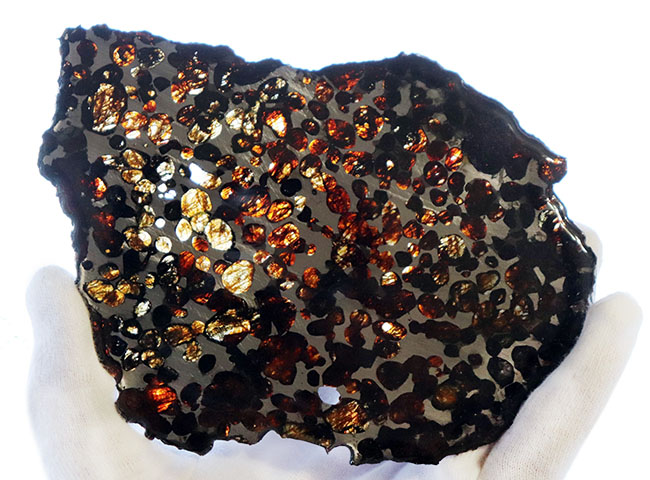カンラン石の透明度、品質ともに高い！長いところで１３センチ！大判のケニヤ産パラサイト隕石（本体防錆処理済み）（その9）
