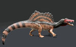 本物化石１個付き！スピノサウルス恐竜フィギュア。