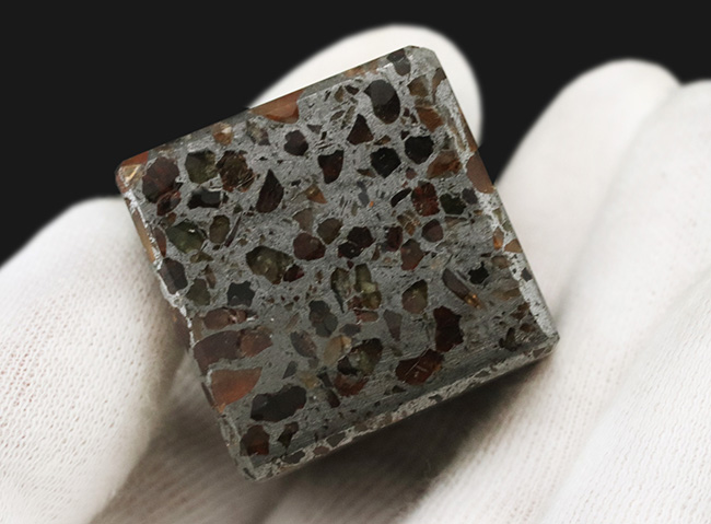 美しいパターン！ずっしりと重い、大きなサイコロ型！ケニア産石鉄隕石、パラサイト（Pallasite）（その6）