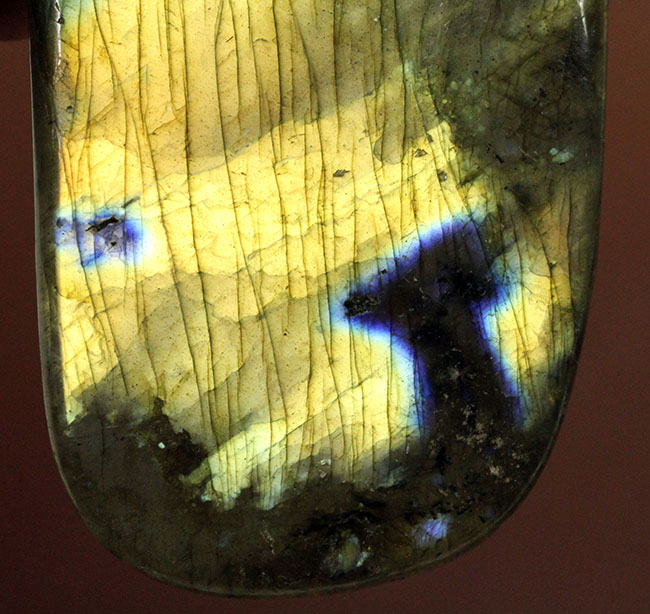 表面から湧き上がる強烈なシャンパンゴールドを放つ鉱物ラブラドライト(Labradorite)(その4)