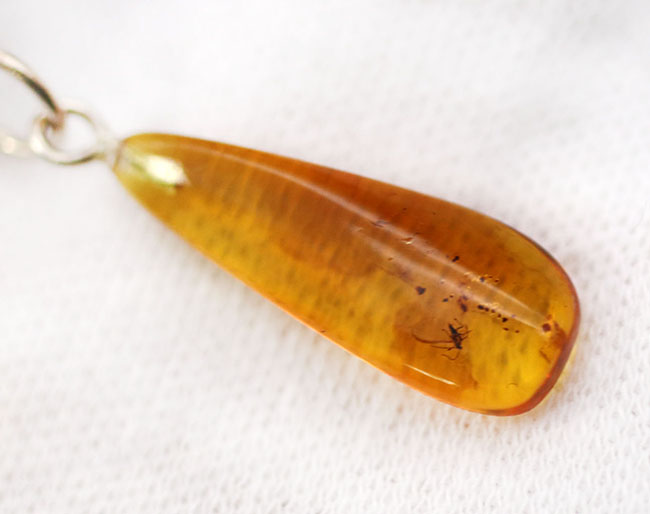 バルト海産の透明度の高い、虫入り琥珀(Amber)を使ったペンダントトップ(シルバーチェーン、高級ジュエリーケース付き)(その4)